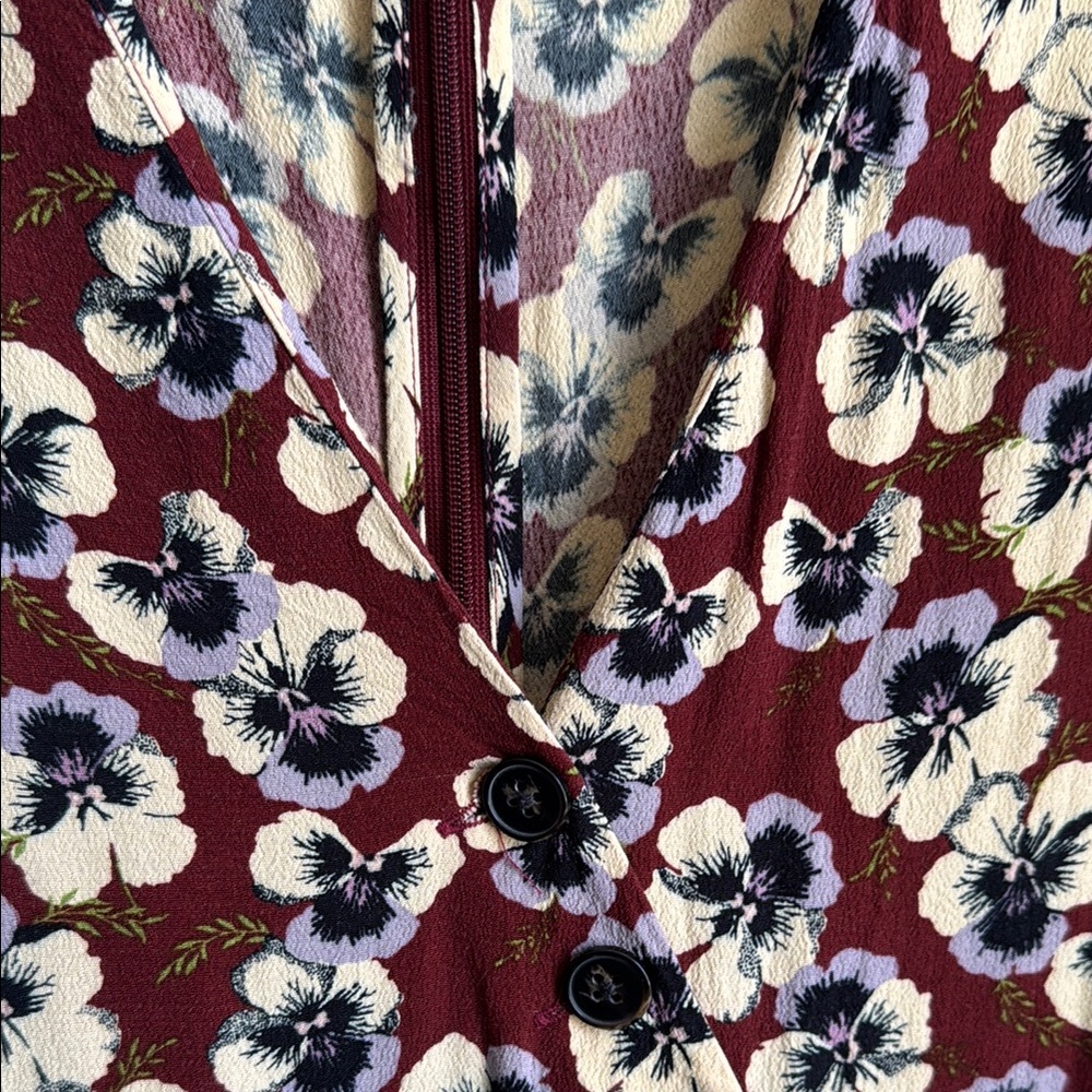 Madewell Button-Wrap Dress in Viola Floral Sz 8 - Picture 5 of 6